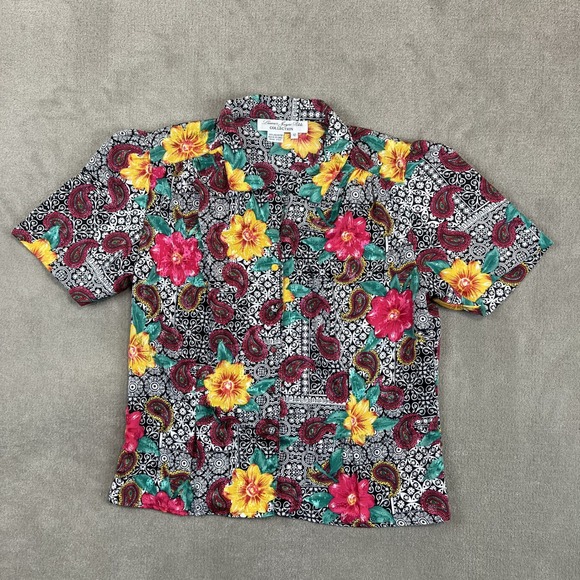 Laura & Jayne Petite 12 Floral Paisley Blouse Vintage 90s Short Sleeve Button Up — photo 2